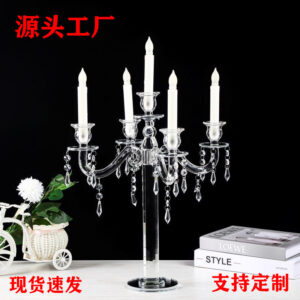 Cross-border European-style crystal glass candle holders, wedding props, hotel home decoration ornaments, free shipping, factory wholesale